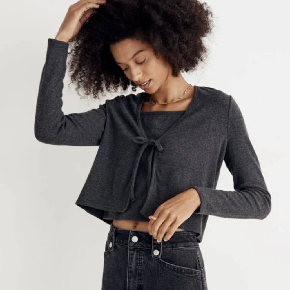 Madewell Brushed Rib Tie-Front Cardigan
